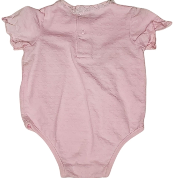 Vintage One-piece Bodysuit Short-sleeve Pink Hearts Baby Girls 0-6 Months - Picture 2 of 3